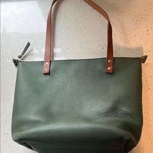 Portland Leather Green and Brown Tote Bag